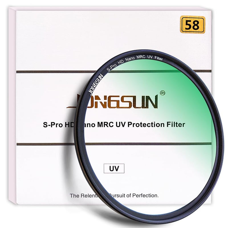 JONGSUN 58mm UV Filter, S-Pro HD Nano MRC Camera Ultraviolet Protection Filter, Multicoated, B270, Ultra-Slim, Lens Cloth Kit - Image 1